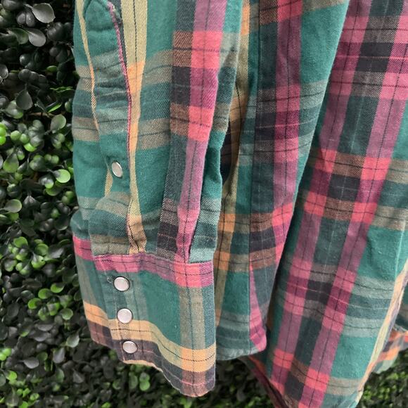 Pendleton Women's Plaid Button-Up Blouse - Green and Pink - Picture 5 of 9